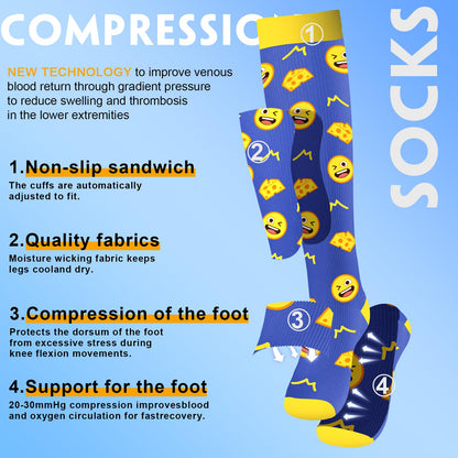 cerpite Compression Socks for Women & Men Circulation 6 Pairs Compression Socks 20-30 mmhg Best for Running,Nurse,Travel, A-03-pink Peony, S-M