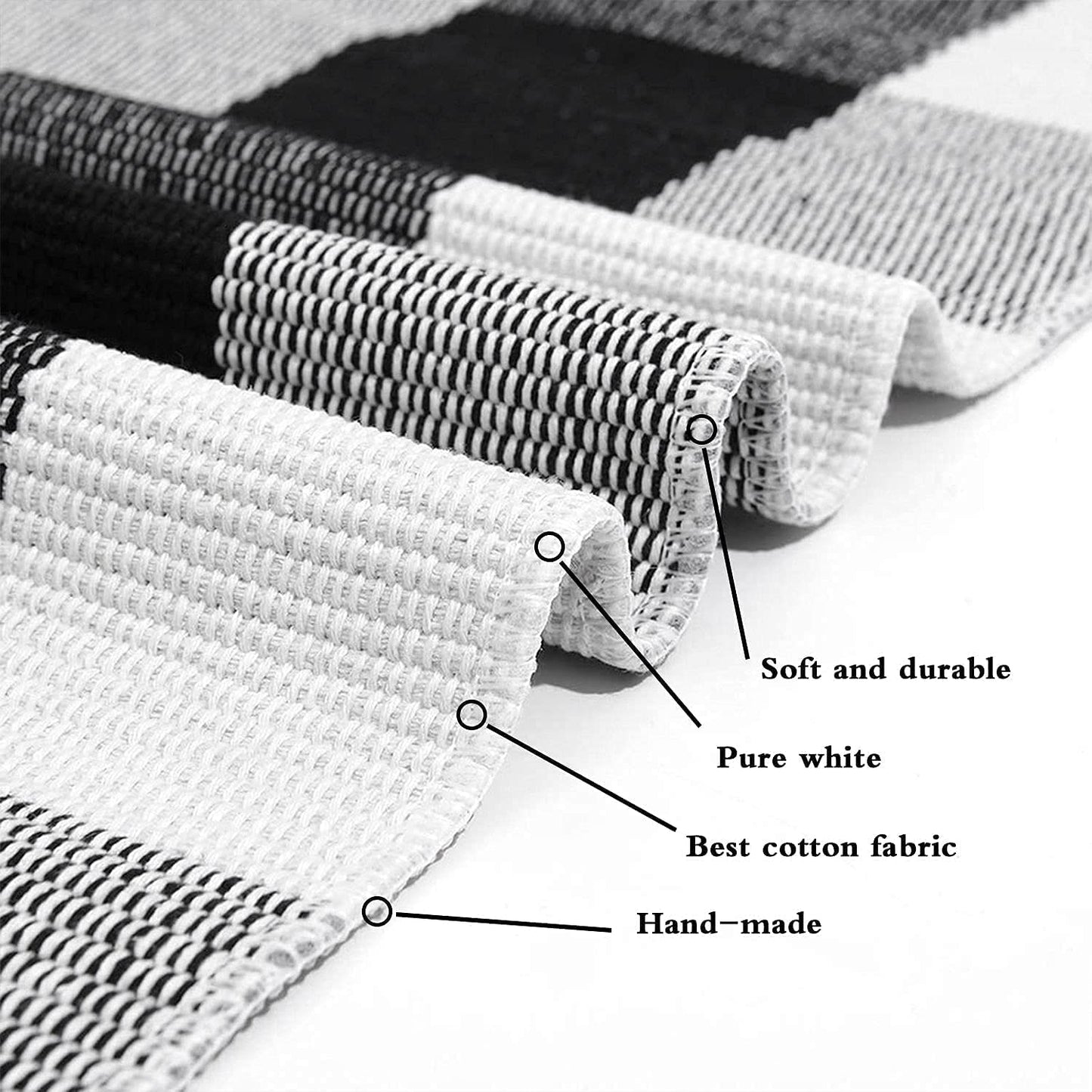 SEEKSEE Cotton Buffalo Plaid Rug 27.5"x43" Black and White Checked Rug Washable Doormats Indoor Outdoor Rugs for Layered Front Door Mats, Porch, Kitchen, Farmhouse, Entryway