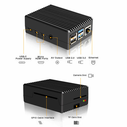 Geekworm Raspberry Pi 4 Aluminum Case - Heavy Duty Passive Heat Dissipation Metal Case for Raspberry Pi 4B Only