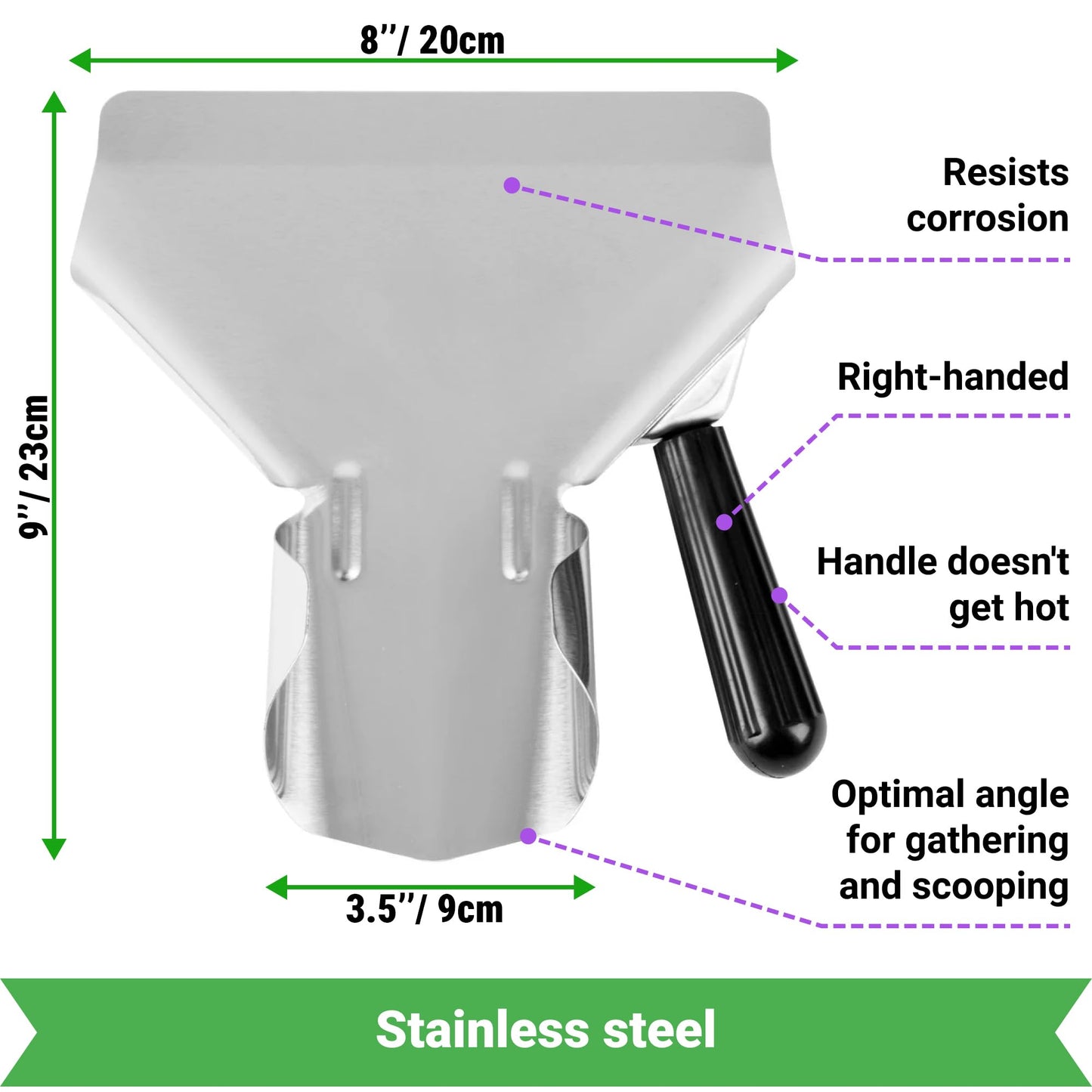 CUSINIUM Popcorn Scoop Right Handle and Medium Holes Dredge Set - Metal Popcorn Scooper - French Fry Scoop - No Seasonings/Consumables included