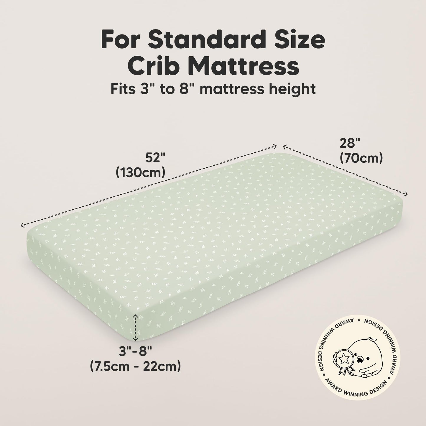 KeaBabies 2-Pack Organic Cotton Crib Sheets for Boys, Girls - 52x28 Fitted Crib Mattress Sheet Neutral, Breathable Cover for Baby Bed Set, Toddler Mattress, Soft & Cute Prints (Herb)