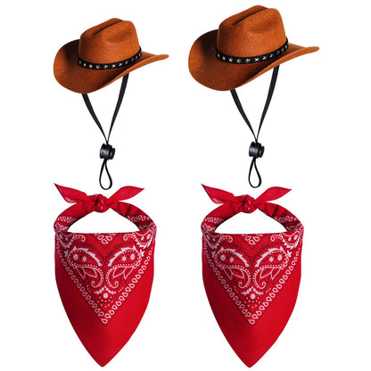 choyaxo Pet Cowboy Costume Halloween Costumes for Dogs Cat Cowboy Hat with Bandana Scarf (Small)