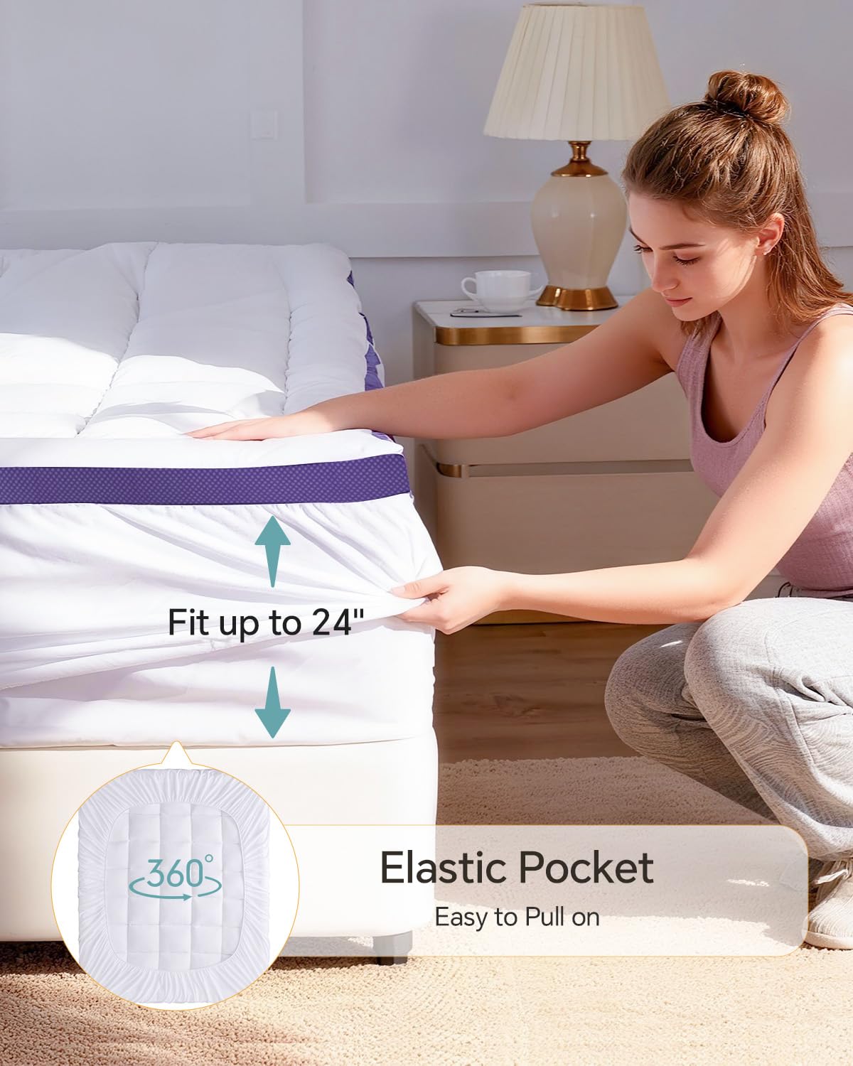 ChiXpace Dual Layer 4 Inch Memory Foam Mattress Topper Twin - 2 Inch Gel Memory Foam and 2 Inch Pillow Top Mattress Pad, 7-Zone Egg Crate 2-in-1 Design (White)