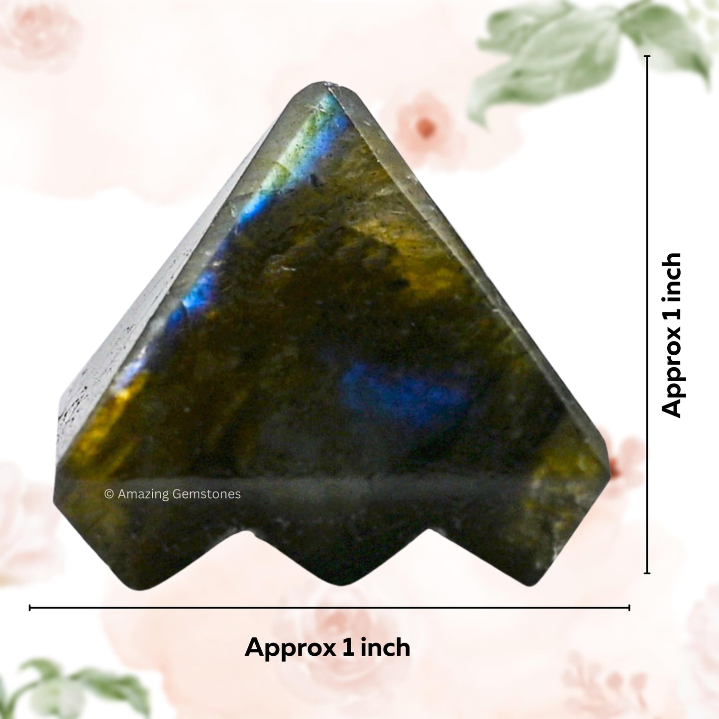 Amazing Gemstone Labradorite Crystal Pyramid with 9 Pyramid Plate Bottom - 1" Mini Pyramid Figurine of Natural Stone Pyramid for Meditation, Reiki, Chakra Balancing Vastu Pooja and Crystal Grids