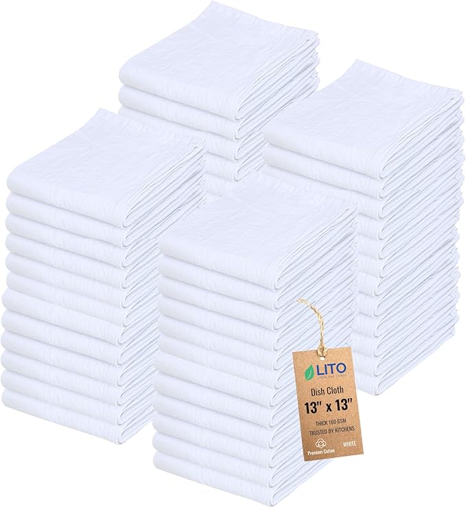 Dish Cloths Cotton| Kitchen Wash Cloth | Shop Towels Absorbent and Lint Free