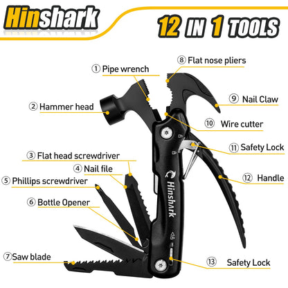 Gifts for Men, 12 in 1 Hammer Multitool, Anniversary Birthday Gift for Men Dad Husband Him Grandpa, Unique Gifts for Dad Who Have Everything, Camping Essentials Cool Gadgets Tools