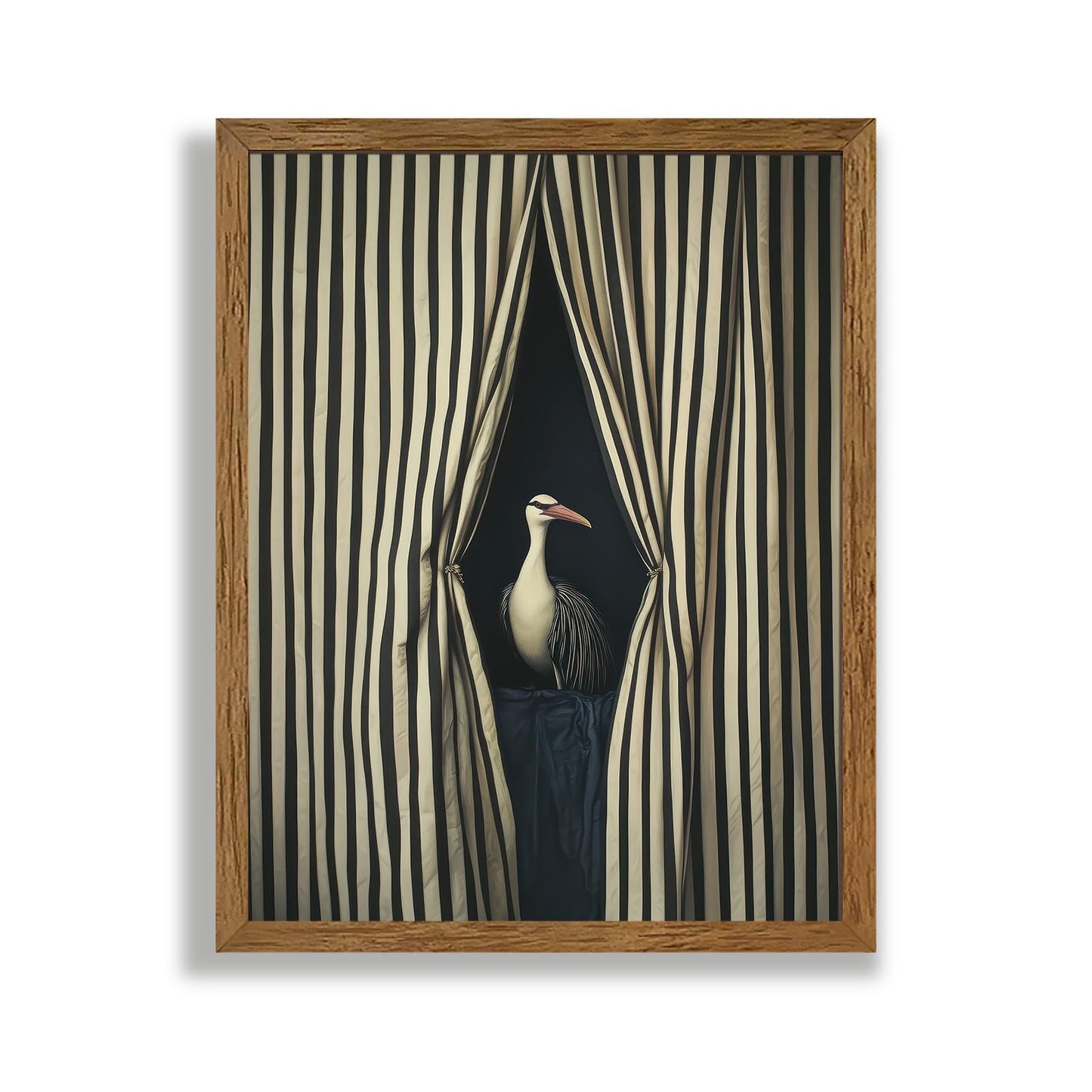 AVECCO Framed Funny Black and White Elegant Bird Wall Art, Unique Modern Home Wall Decor, Eclectic Animal Art Prints for Bathroom Bedroom Living Room Office Home Decoration Ready to Hang 8x10 Inch