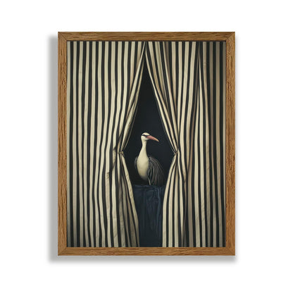 AVECCO Framed Funny Black and White Elegant Bird Wall Art, Unique Modern Home Wall Decor, Eclectic Animal Art Prints for Bathroom Bedroom Living Room Office Home Decoration Ready to Hang 8x10 Inch