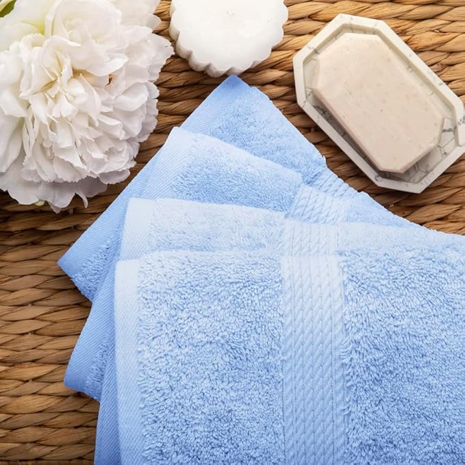 SUPERIOR Egyptian Cotton Pile Hand Towel Set of 4, Ultra Soft Luxury Towels