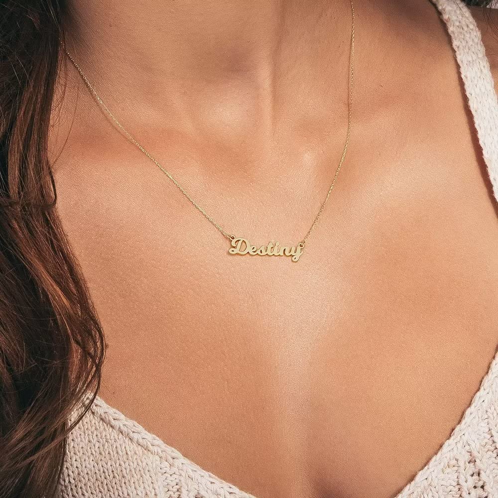 Ursteel Ava Necklace, Custom Name Necklace Personalized 14K Gold Plated Necklace with Name Personalized Name Ava Custom Necklace for Women
