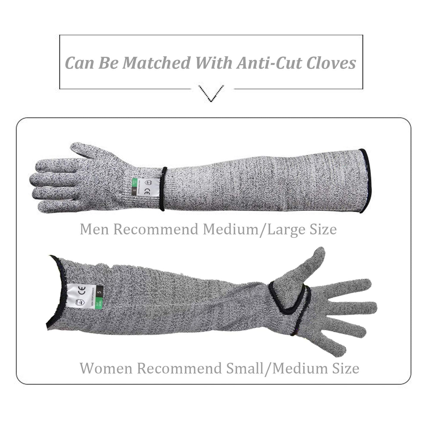 Guyarns Cut Resistant Gloves and Sleeves Set, EN388 Certified and Rated Level 5 (Highest) Cut Resistance, Protective Gloves and Sleeves (M)