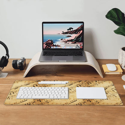 Famame Laptop Mouse Pad Retro Piano Music Score Desk Mat with Stitched Edges 31.5X 11.8 inch Non-Slip Large Keyboard Rubber Writing Table Mat for Office Home