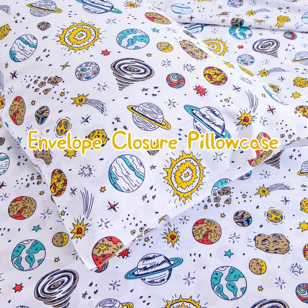 JSD Universe Planets Kids Sheet Set Twin Size, 3 Piece Space Theme Microfiber Sheets Deep Pocket