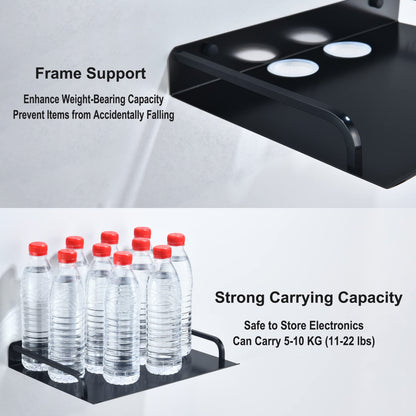 HNVNER Floating Shelf for TV Components, Wall Mounted Projector Shelf Metal Entertainment Center Shelves for Router, Modem, Cable Boxe, Game Console, DVD Player, HiFi Receiver (1PCS, 12" x 10")