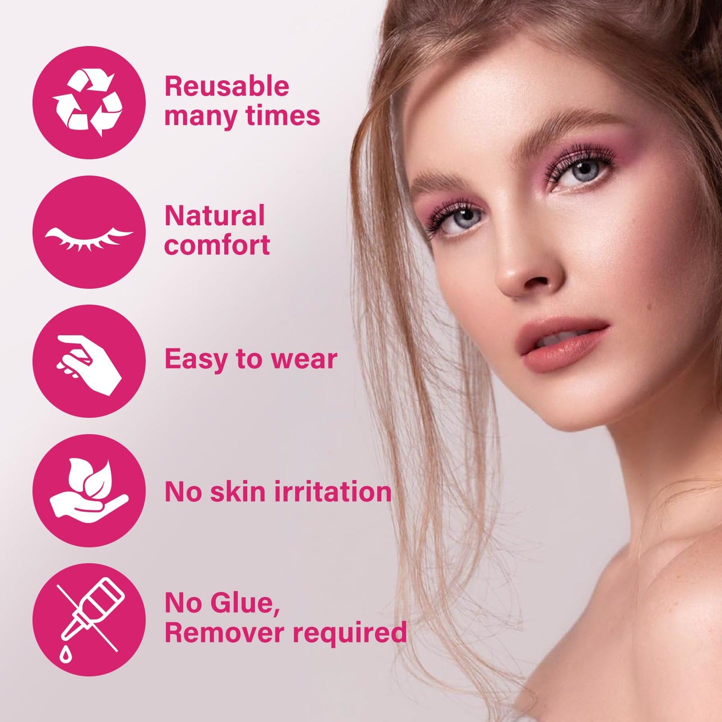 Magnetic Eyelashes With Applicator Long Lasting and Reusable Magnetic Lashes Kit 4Pcs Magnets Per Piece No Glue Needed False Eyelashes Waterproof,Cruelty Free,Easy To Wear(1pair,Charm)