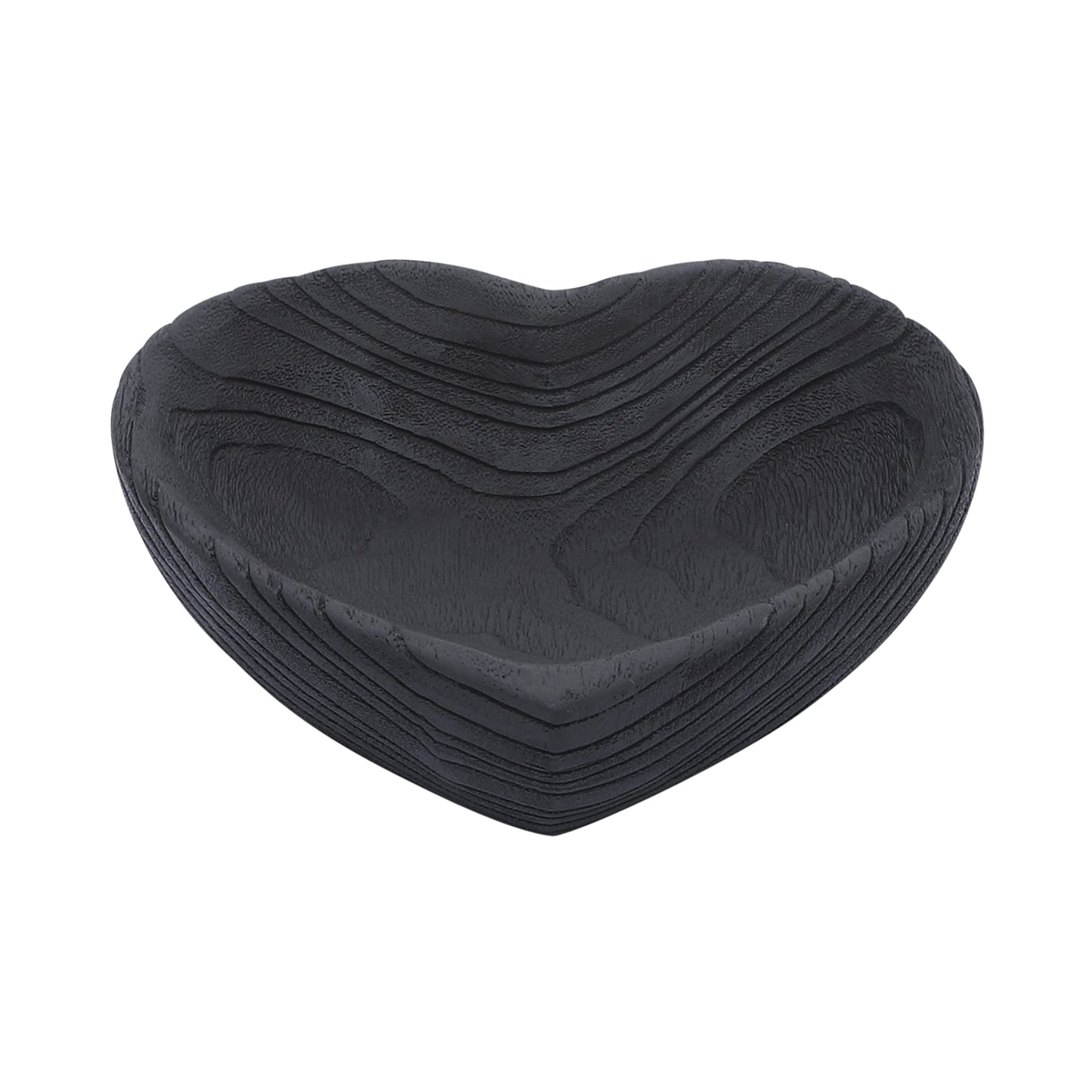Set of 2 Wooden Decorative Bowls – Accent Bowl Set for Everyday Display, Coffee Table or Entryway Styling – Heart Shape Design for Soft, Sculptural Impact, Home Decor – 10" & 8", Black