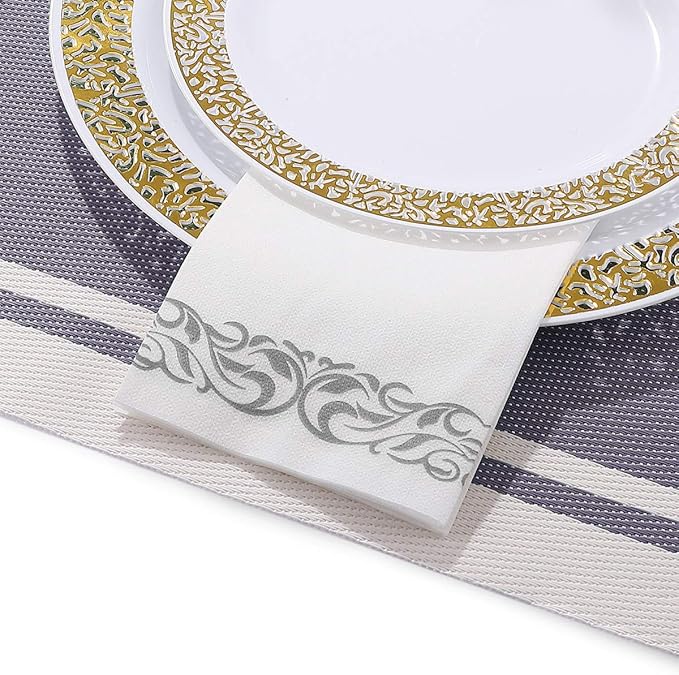 200 Disposable Hand Towels Soft and Absorbent Linen Feel Dinner Napkin Durable
