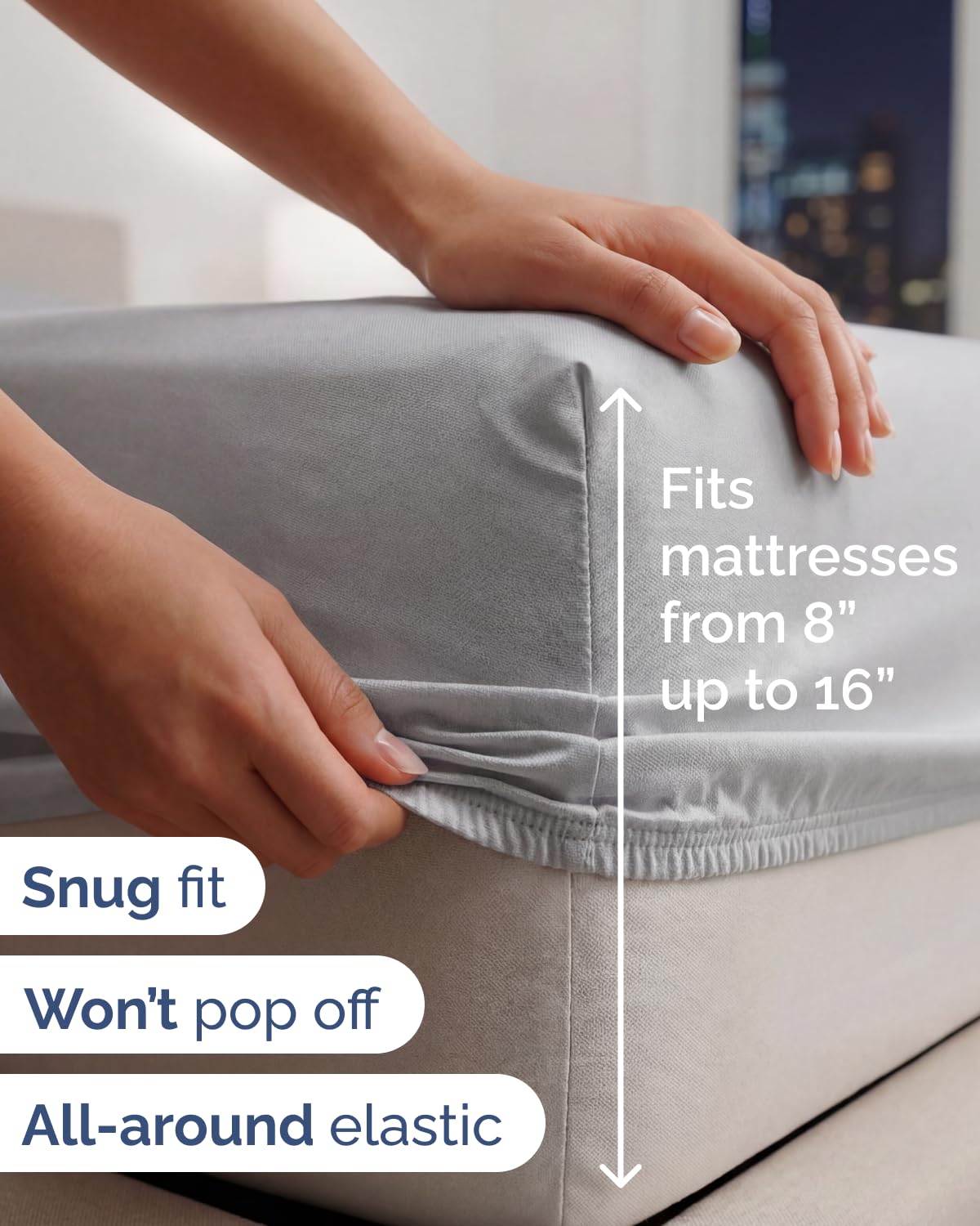 Lightweight 4 Piece Bed Sheet Set Full Size - Cooling Sheets for Hot Sleepers - Breathable Bedding Set w/ 8-16 Inch Deep Pockets - 1 Flat & 1 Fitted & 2 Pillowcases - Wrinkle Resistant - Light Grey