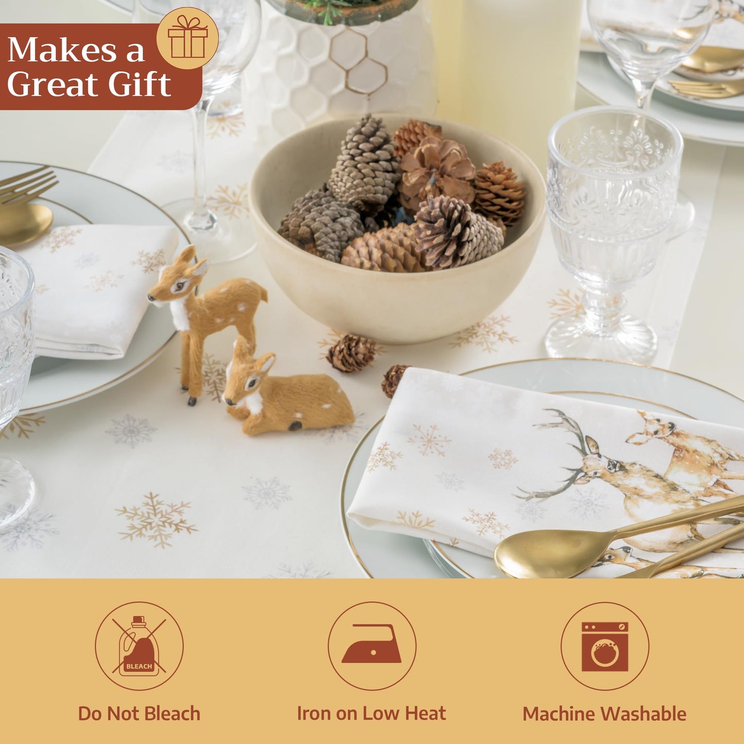 Maison d' Hermine Table Runner 100% Cotton Double Layer Table Runners 108 inches Long for Thanksgiving Christmas Decorations Home Kitchen Dining Party Wedding (Deer in The Woods, 14.5" x 108")