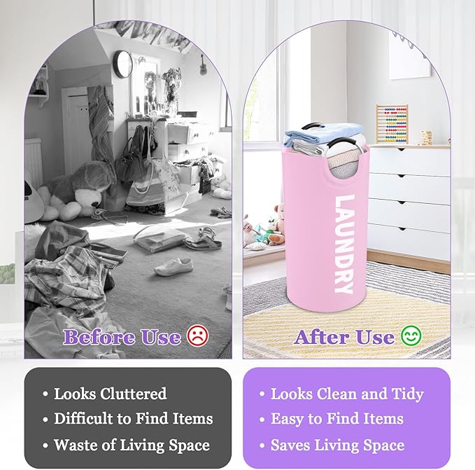 95L Large Laundry Basket with Handles, Foldable Clothes Hampers Stand Up Well