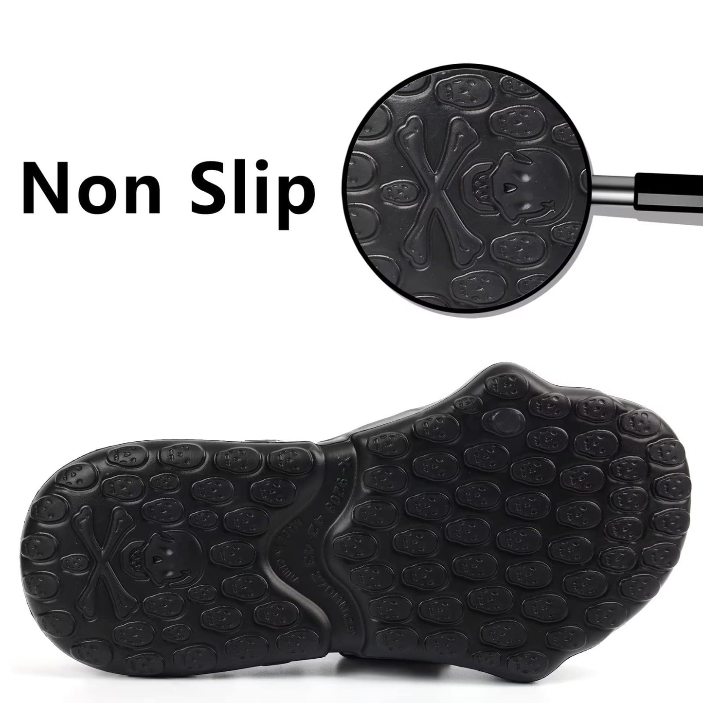 Skull Slides Sandals for Men Women,Non Slip Sport Sandals Cloud Cloudies Slides Slippers,Open Toe Slip on Comfy Beach Halloween Slides Shower House Home Indoor Outdoor Thick Soft Shoes Black Size