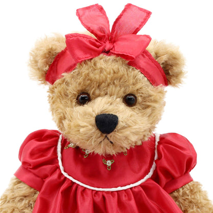 Oitscute Small Baby Teddy Bear with Cloth Cute Stuffed Animal Soft Plush Toy 10" (Red lace Dress)
