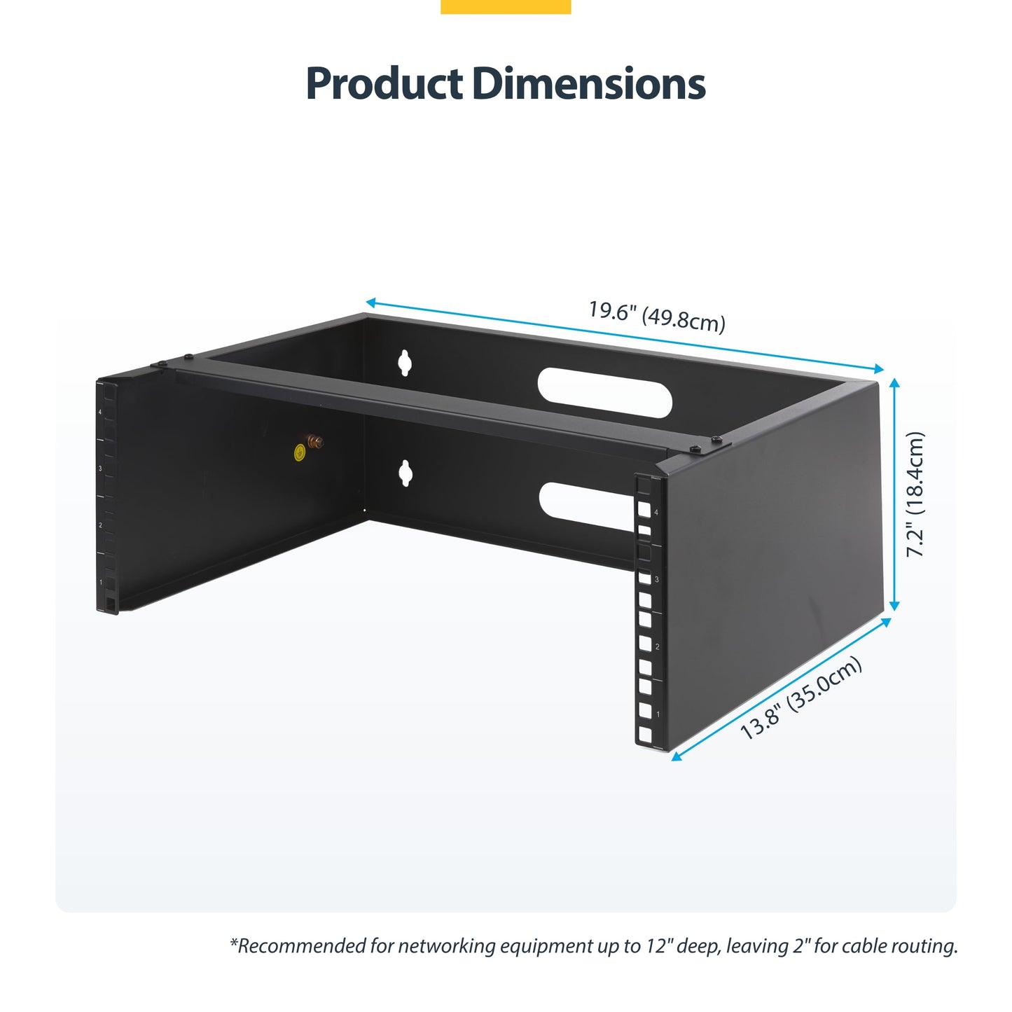 StarTech.com 4U Wall Mount Network Rack - 14 Inch Deep (Low Profile) - 19" Patch Panel Bracket for Shallow Server and IT Equipment, Network Switches - 44lbs/20kg Weight Capacity, Black (WALLMOUNT4)