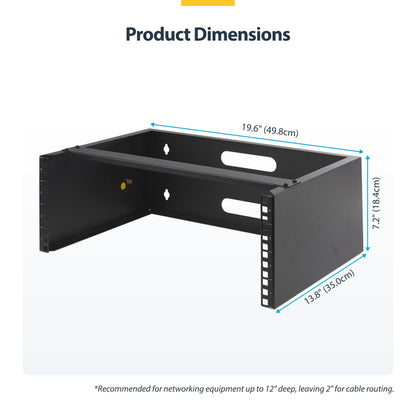 StarTech.com 4U Wall Mount Network Rack - 14 Inch Deep (Low Profile) - 19" Patch Panel Bracket for Shallow Server and IT Equipment, Network Switches - 44lbs/20kg Weight Capacity, Black (WALLMOUNT4)