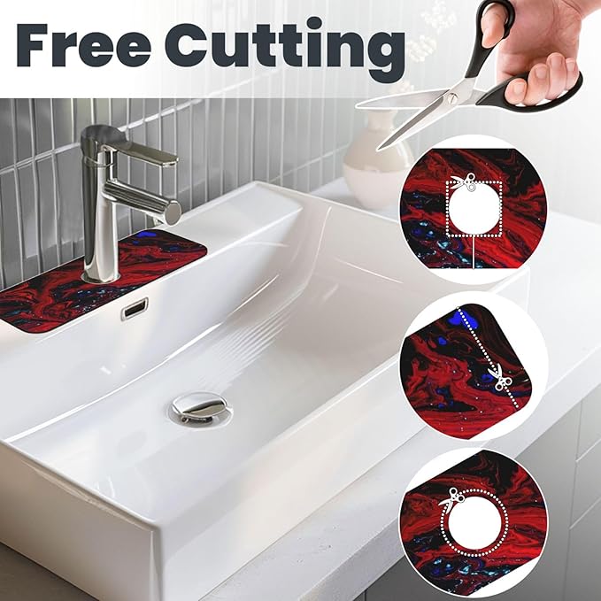 Red marble Kitchen sink faucet pad, strong water absorption, anti slip