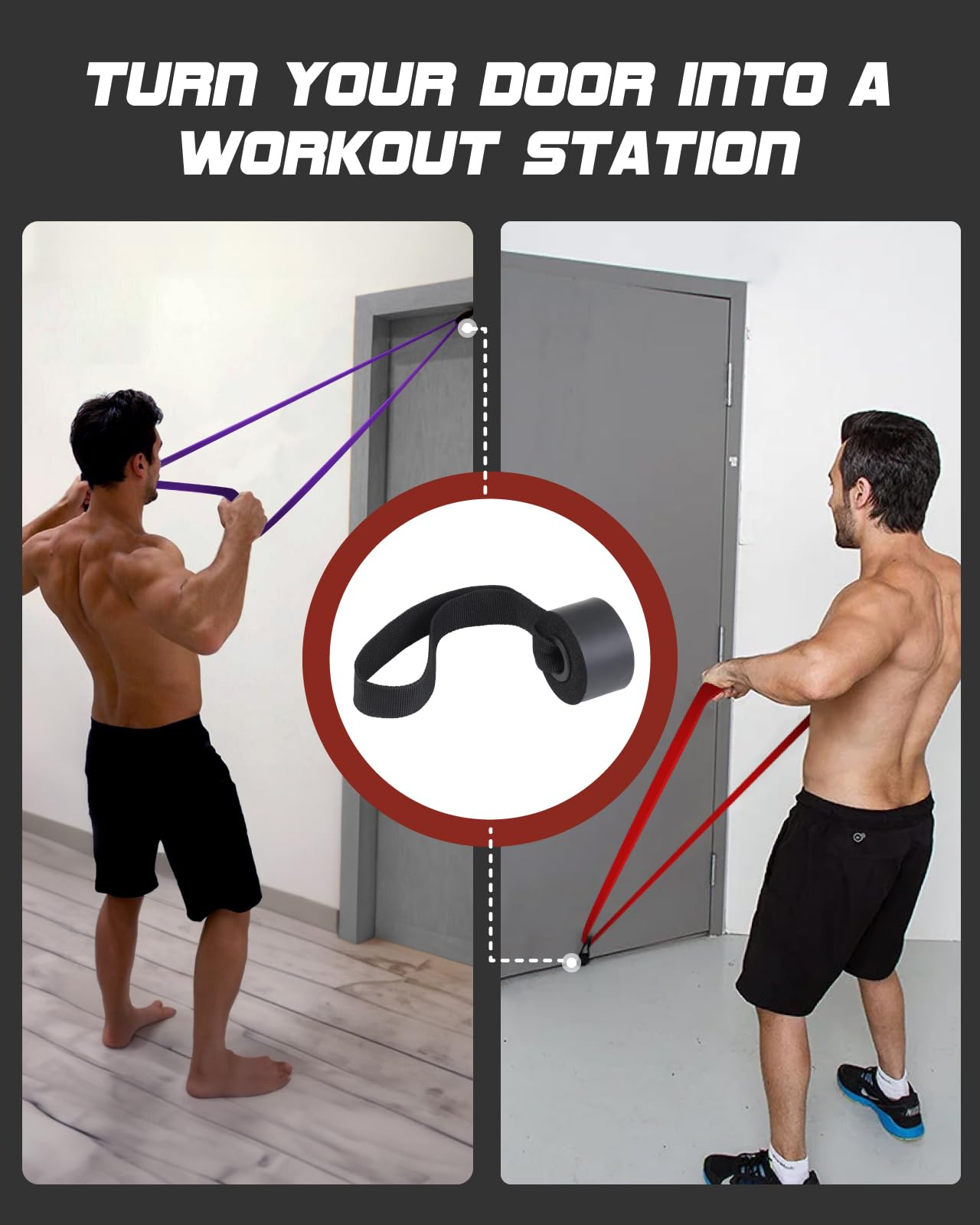 Fitense Resistance Bands Set for Men Women - 6 Resistance Levels 15-170 LBS Pull Up Bands, Exercise Bands Resistance with Door Anchor, Training Poster & Pouch for Body Stretching, Pull Up Assist