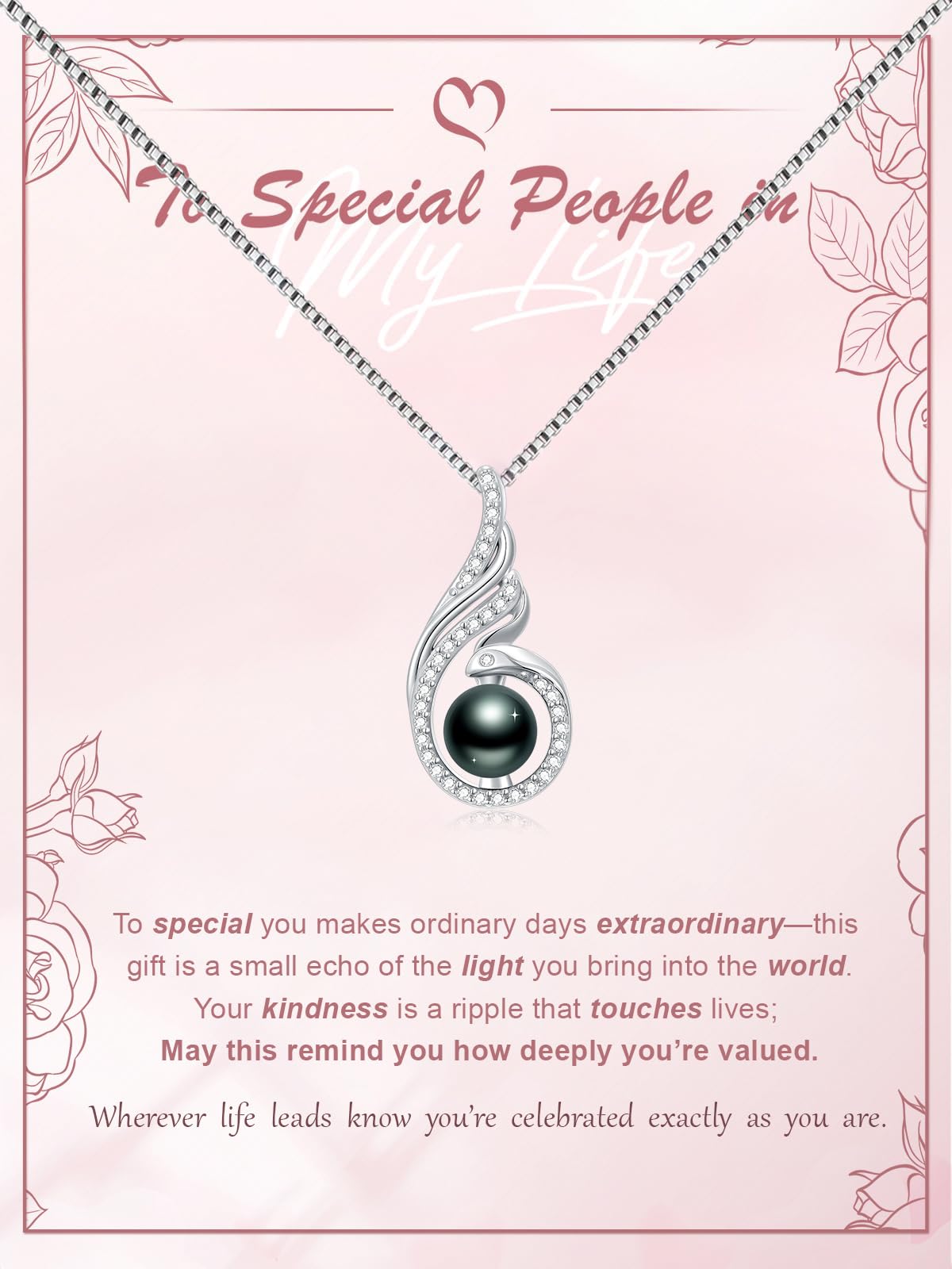 KANNSOAR Phoenix Tahitian Black Pearl Necklace 18K Gold-Plating Sterling Silver Fine Jewelry Wedding Birthday Anniversary Valentines Day Christmas Mothers Day Gifts for Wife Women Mom Girlfriend Her