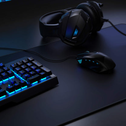 TITANWOLF - Extra Large Gaming Mouse Mat 1200x400mm Oversize - XXL Mouse Pad with motif - Desk Pad XXXL Extended – For Precision and Speed - Non-Slip Rubber Base – For Mouse and Keyboard - Black