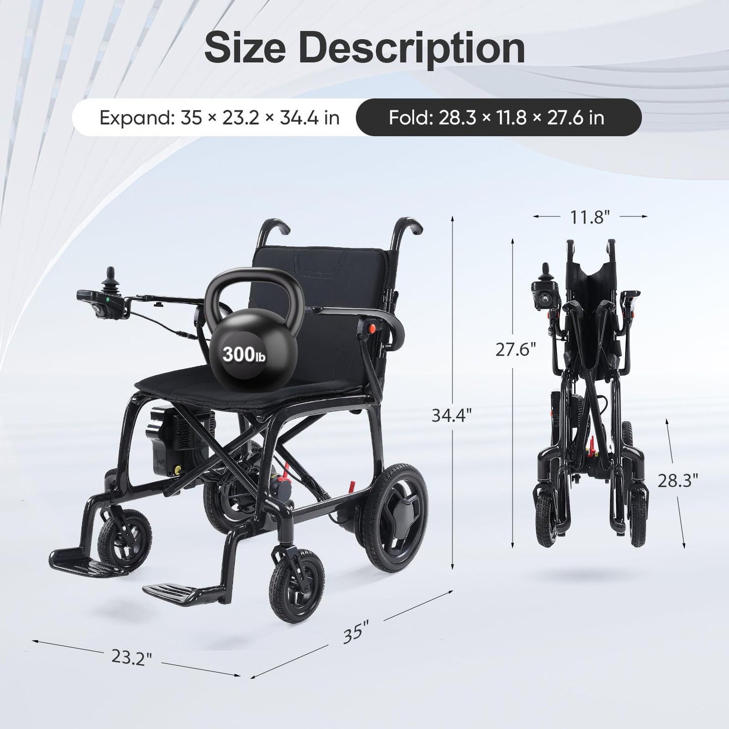 22 lbs Ultra-Light Carbon Fiber Electric Wheelchair with Remote Control & Dual Batteries – Foldable Power Chair for Adults, Airline Approved，Travel & Daily Use