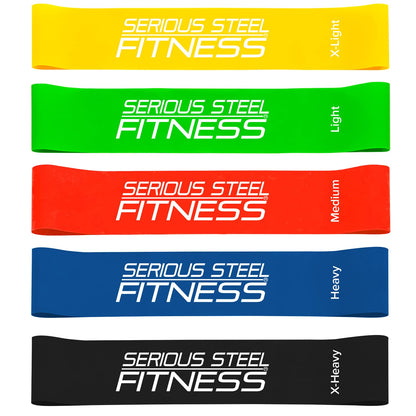 Serious Steel Fitness Mini Resistance Loop Bands | Rehab and Prehab Stretch Bands | 12" Exercise Workout Bands (Sets of 5 Pack and Sets of 10 Pack Trainer Options Available!)