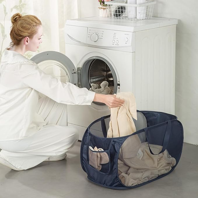 Sturdy Mesh Laundry Hamper Basket Bag, Pop up Basket
