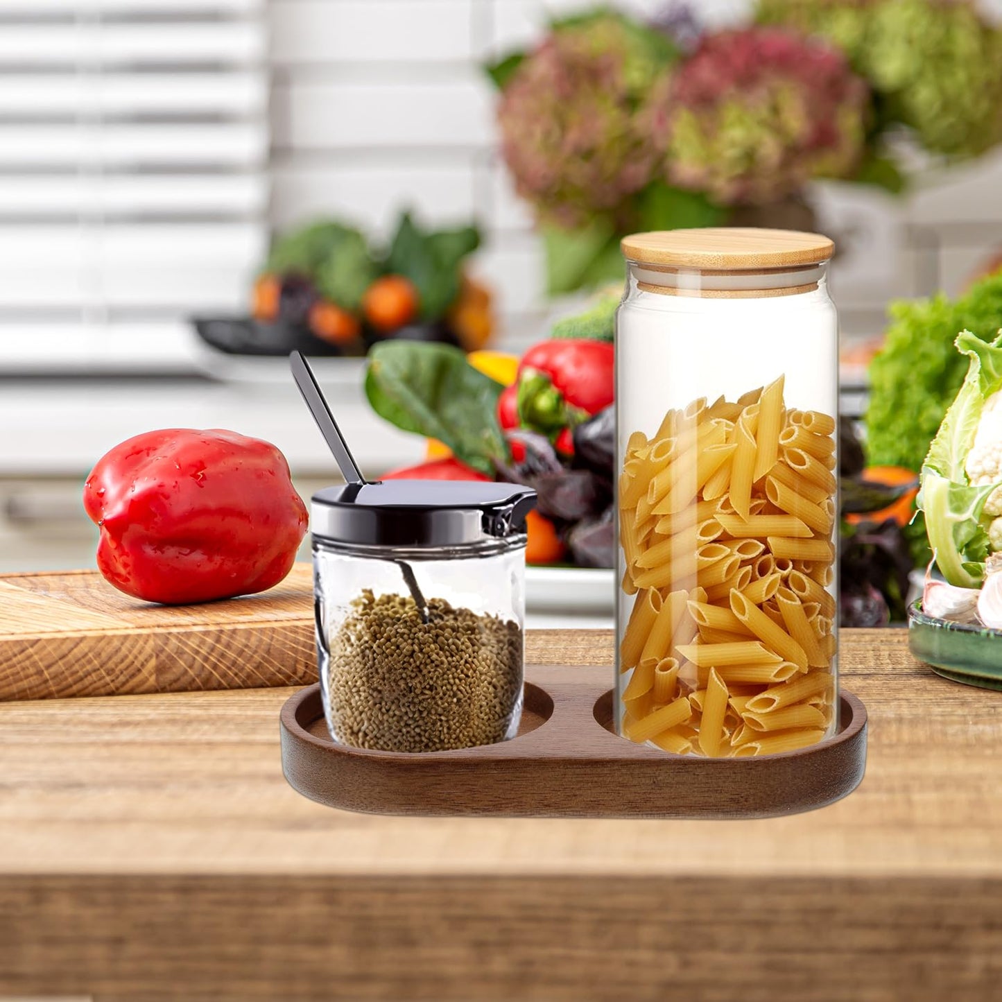 Salt and Pepper Grinder Mill Tray, Salt And Pepper Holder, Acacia Wood Tray, Fit Many Mills & Shakers, Grinder Accessories