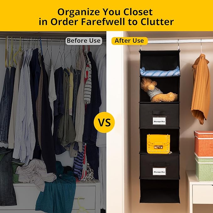 2 Pack 6 Shelves Hanging Closet Organizer