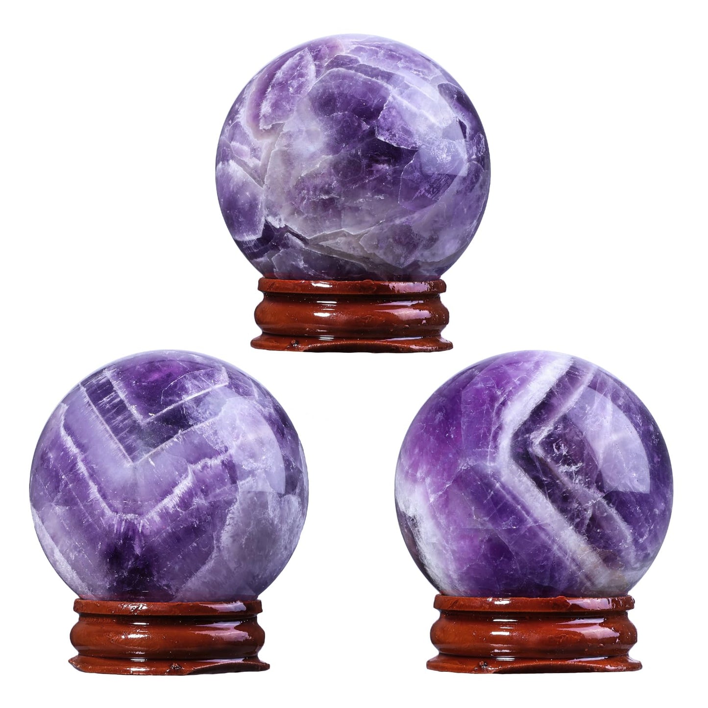 mookaitedecor Natural Amethyst Crystal Ball with Stand, 45-50 mm Decorative Round Stone Sphere Sculpture Figurine for Witchcraft Feng Shui Divination Home Decor
