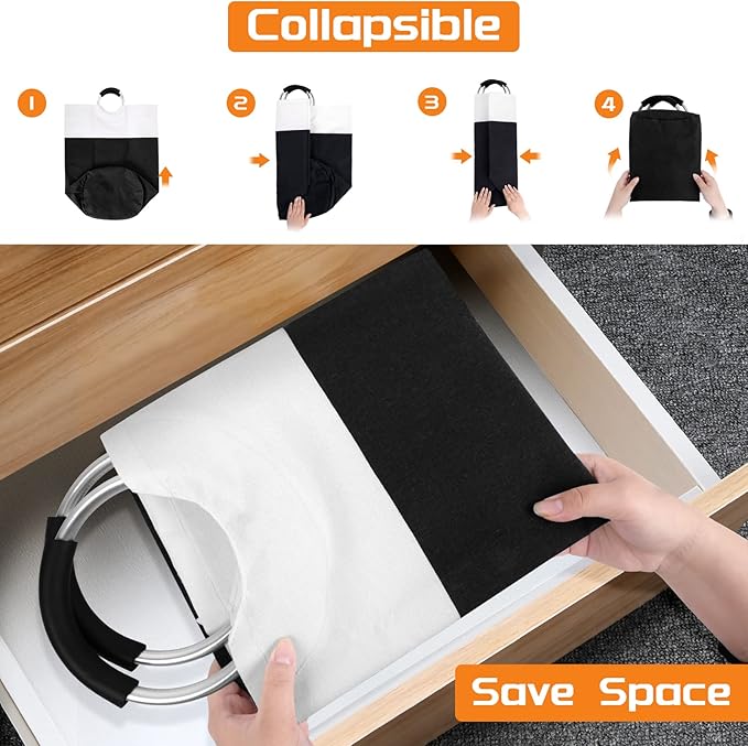 BlissTotes 75L Laundry Basket, Freestanding Laundry Hamper, Collapsible Dirty