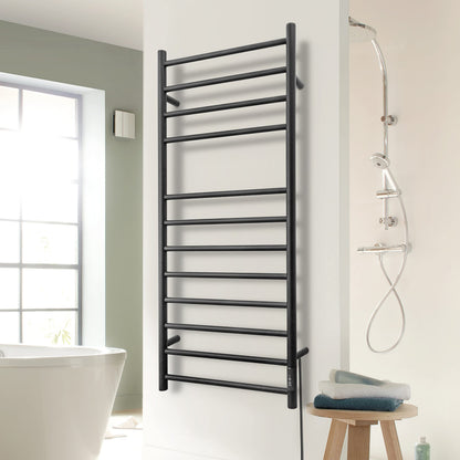KEG Towel Warmer 8 Bars for Bathroom Freestanding or Wall Mounted Bath Towel Heater Plug-in with Built-in Timer Silver