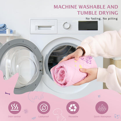 IEUUMLER Washable Pee Pads for Dogs, 2 Pack Waterproof & Non-Slip Pack Whelping Pad, Reusable Washable Puppy Potty Training Pad with Fast Absorbent for Playpen FC013 (60*45 cm-2 pcs,Pink)