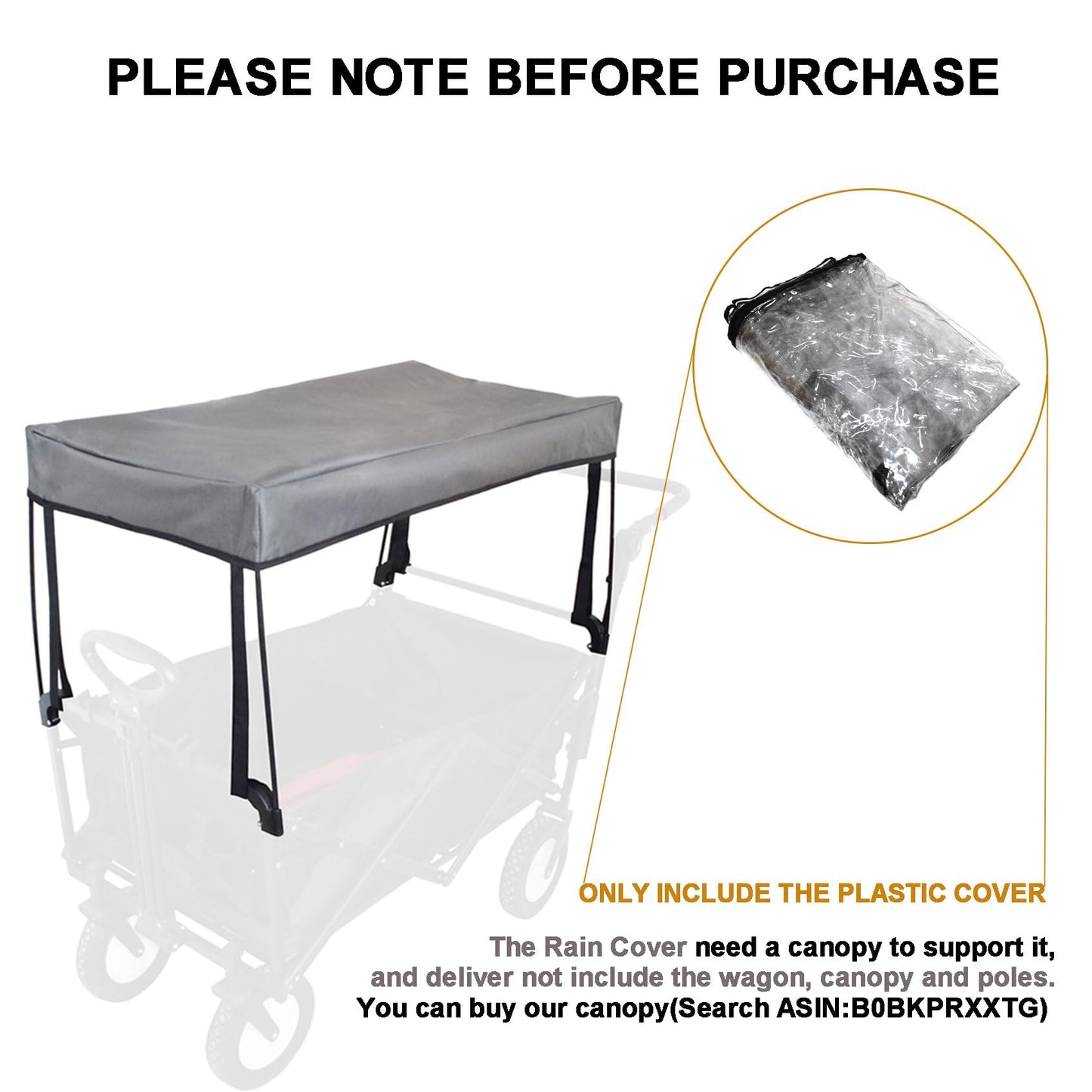 Rain Cover for Wagon Clear Plastic Awning for Collapsible Beach Folding Utility Grocery Push Wagon Cart Garden Accessories Foldable