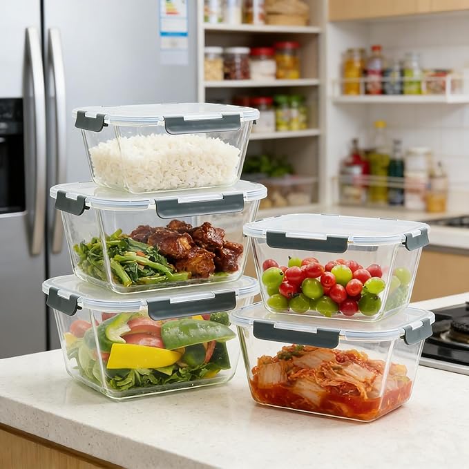 2 Pack Large Glass Food Storage Containers