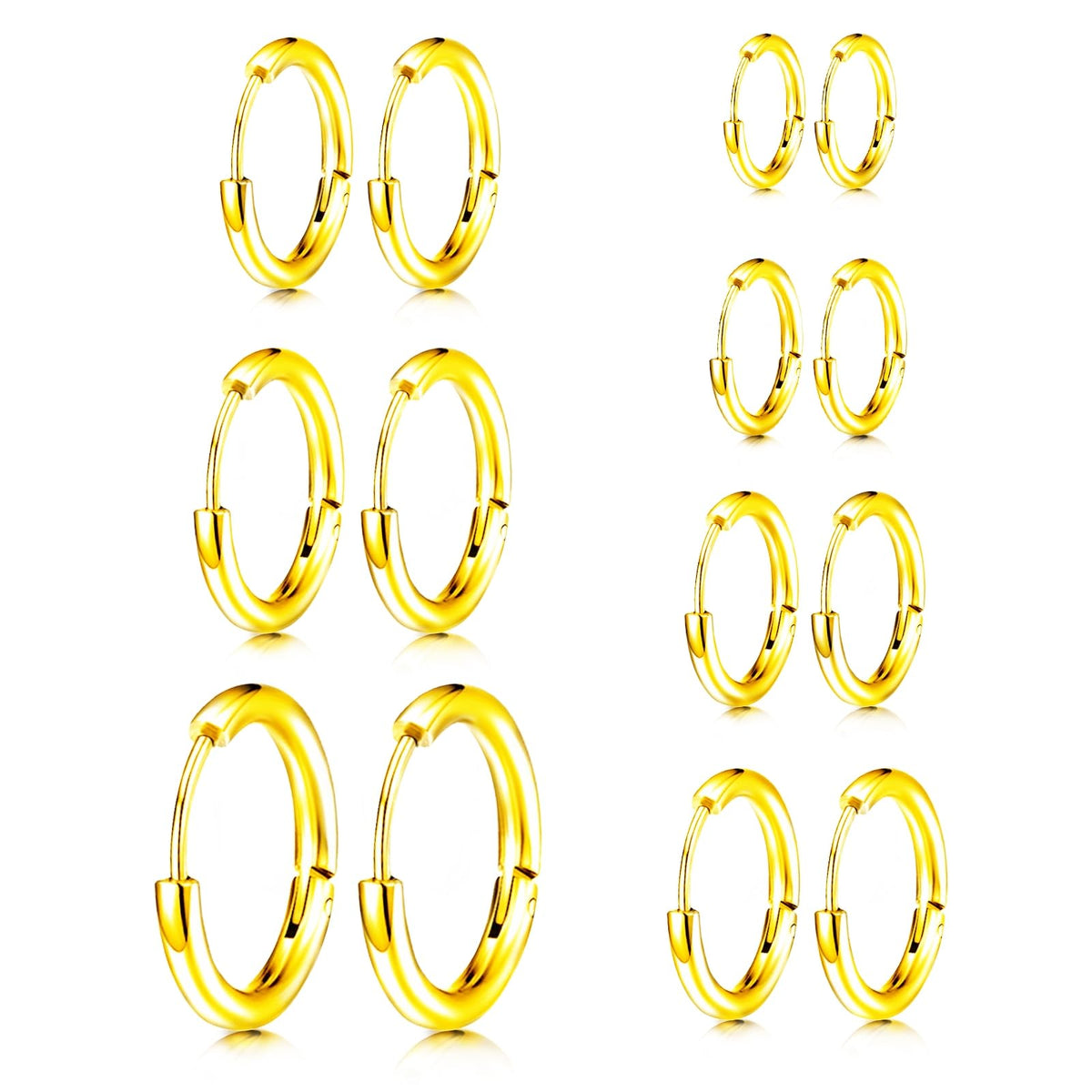Silver Gold Black Stud Earrings Set 7Pairs Hypoallergenic Cubic Zirconia Titanium Stainless Steel Silver Rose Gold Black Cartilage Stud Hoop Earrings Jewelry Sets for Women Men, 2-8mm CZ Stud Earrings