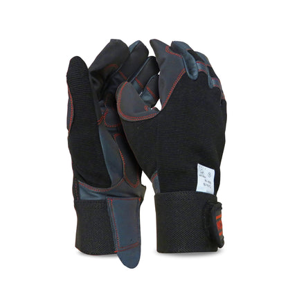 Oregon Chainsaw Gloves, 4 Way Stretch PPE Clothing, Pair of Professional Chainsaw Protective Gloves, Leather, Black – Large (Size 10) (‎295395)