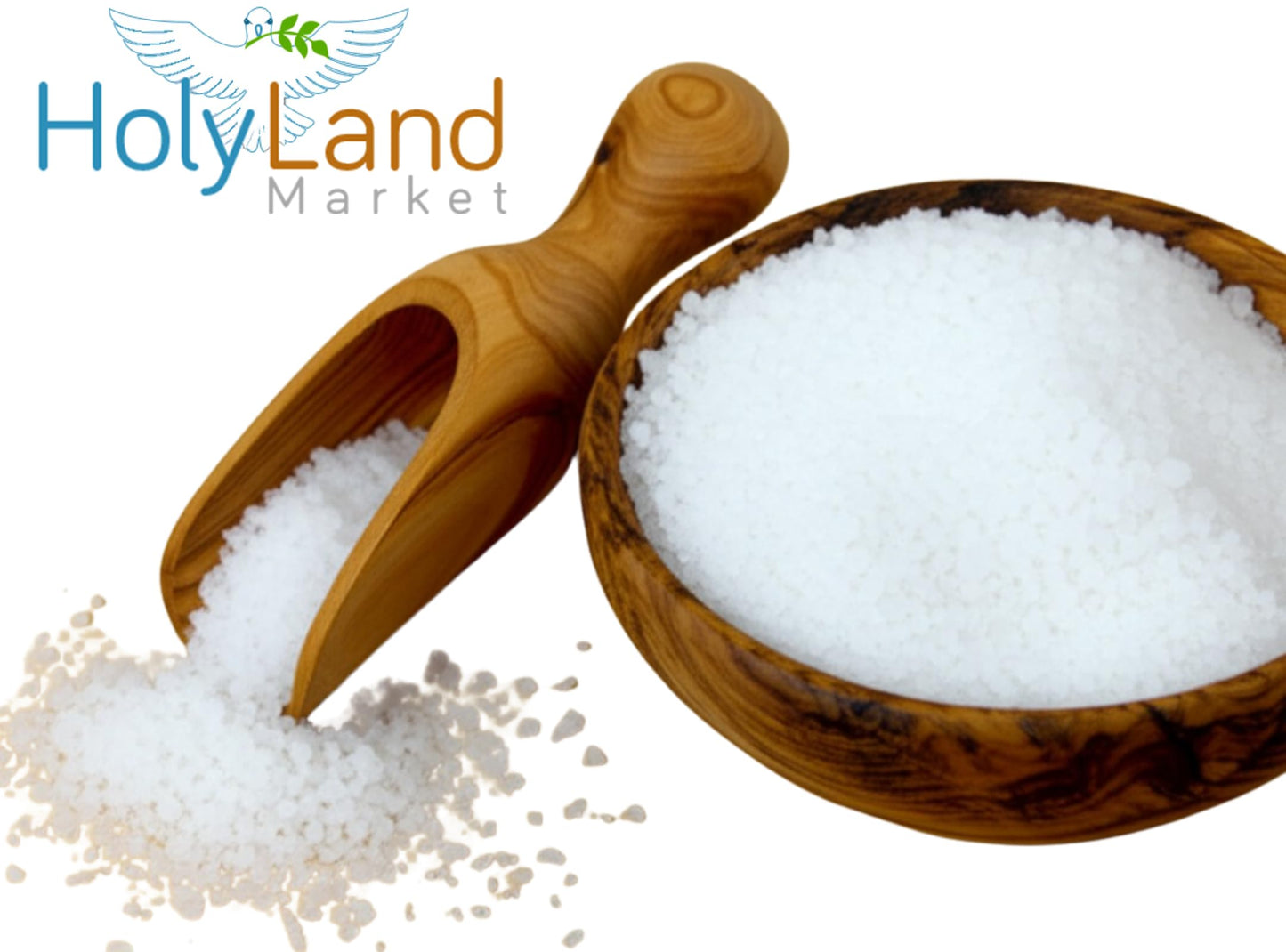 Holy Land Market Olive Wood Salt Spoon/Scoop - Handcrafted 4.8" - Large Olive Wood Spoon