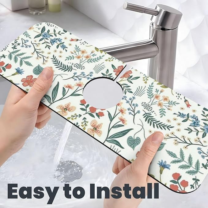 2Pcs Dish Drying Mats Faucet Mats Sets Large Size Coffee Mats Sink Faucet Mat