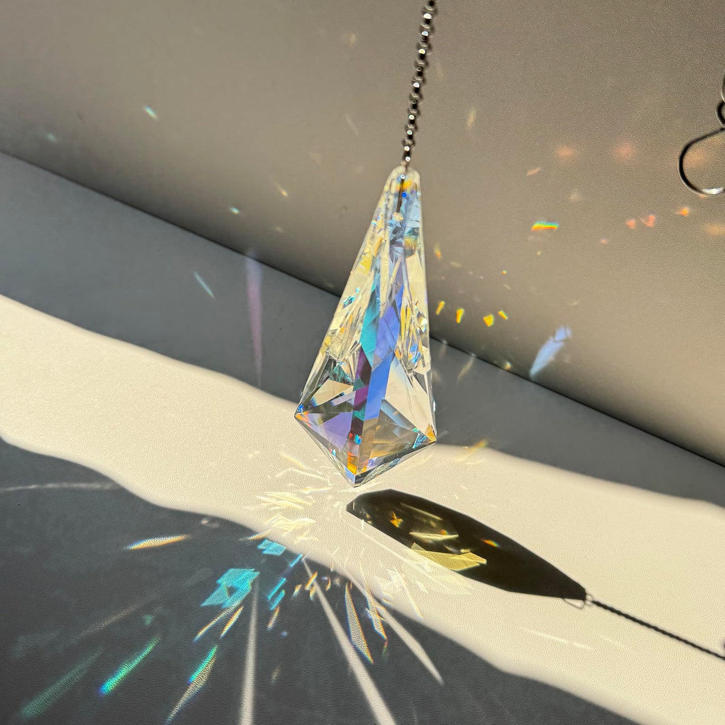 3PCS 5" Large Crystal Sun Catcher Prisms, Hanging Suncatchers with Glass Prism, Rainbow Maker for Room, Windows,Garden,Fantasy Aesthetic Home Decor. (YGBS02)