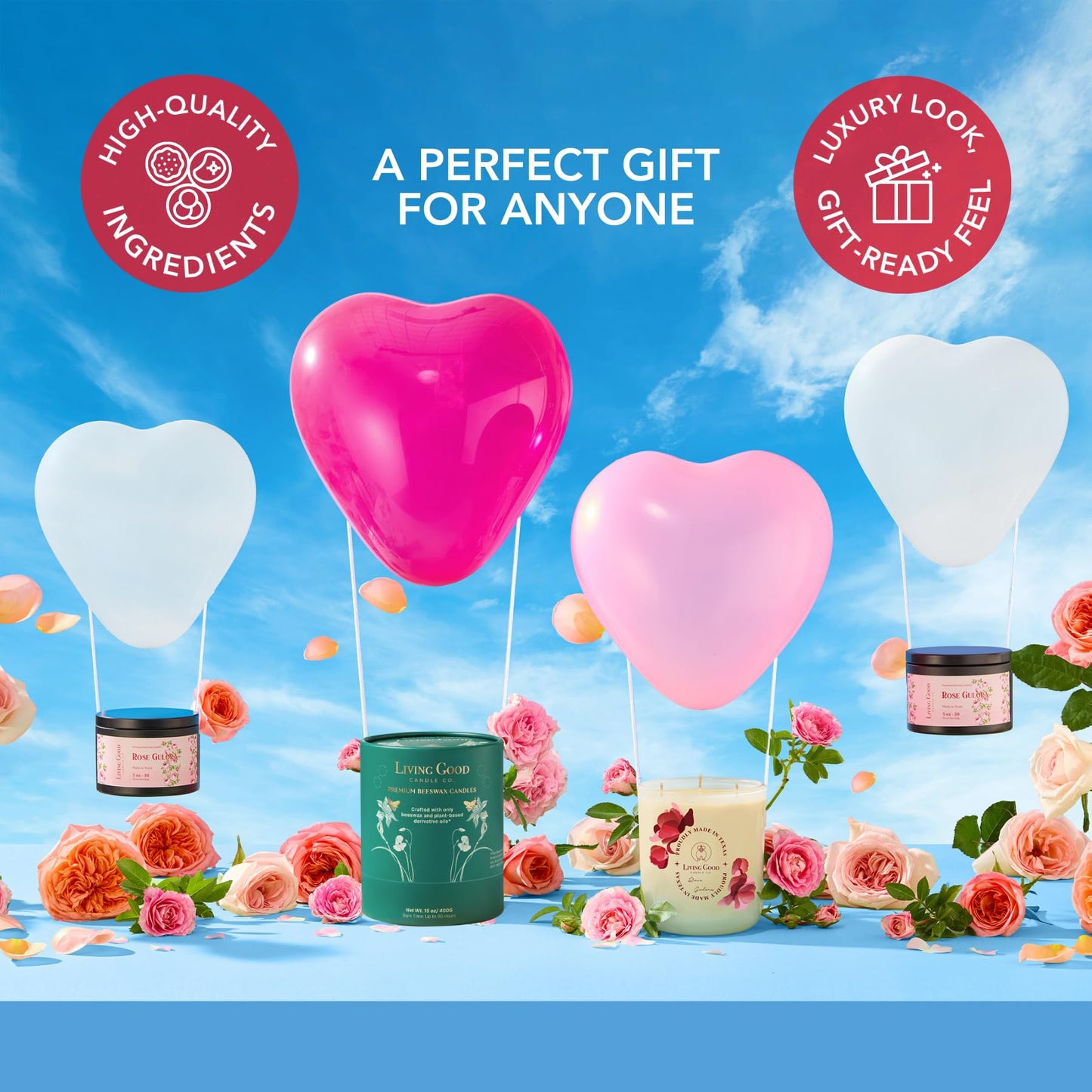 Rose Gulora - Turkish Rose Pure Beeswax Candle - 90+ Hours Long Burning Classically Designed Non-Toxic Scented Candles for Home Decor and Aromatherapy to Stress & Anxiety Relief 15 OZ
