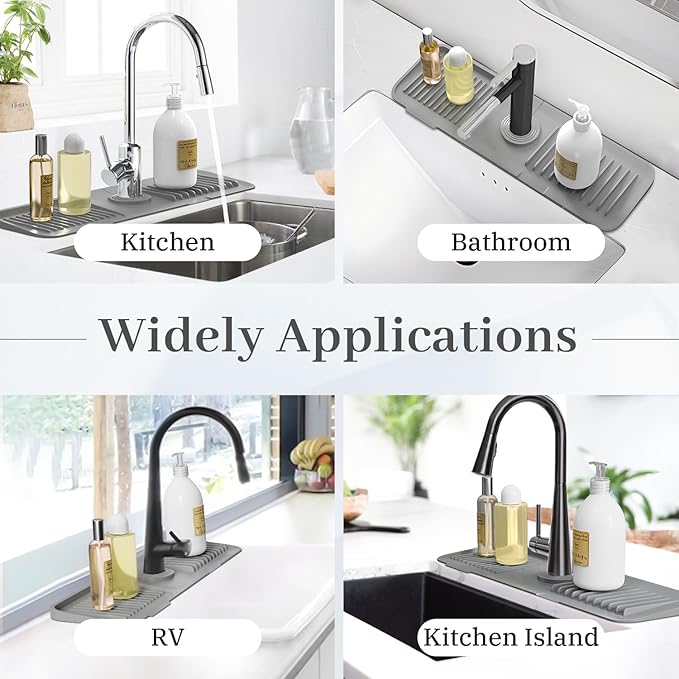 PoYang 17.7 Inch Faucet Mat for Kitchen Sink Splash Guard Behind Faucet